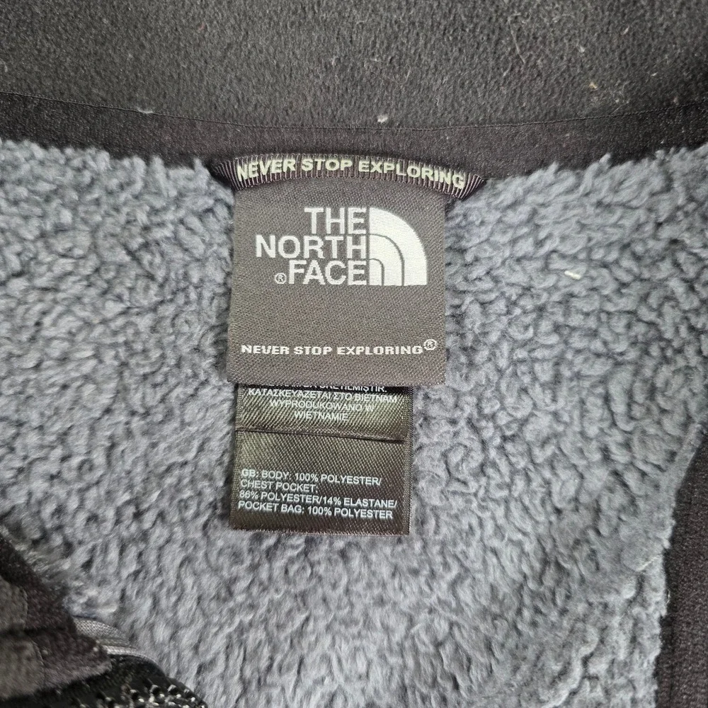 The North Face Mens Black Fleece Full Zip Vest Grey Chest Pocket Size Medium